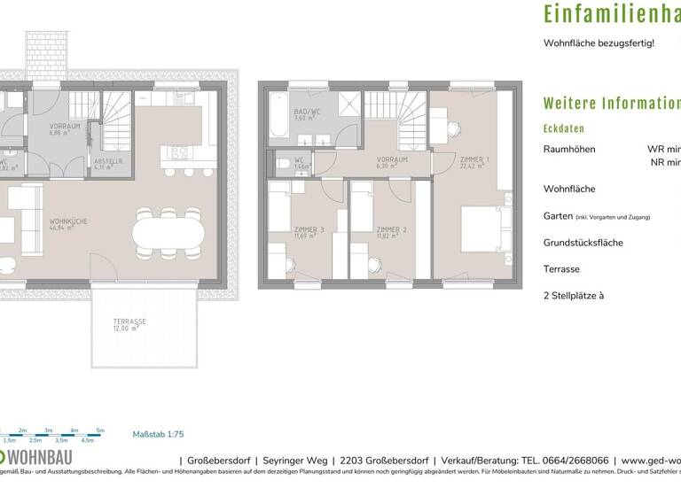 Doppelhaushälfte zum Kauf provisionsfrei 666.060 € 4 Zimmer 125,2 m² Großebersdorf 2203