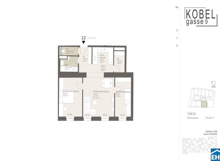 Wohnung zum Kauf - Erstbezug 468.338 € 3 Zimmer 74,5 m² 1. Geschoss Kobelgasse Wien 1110