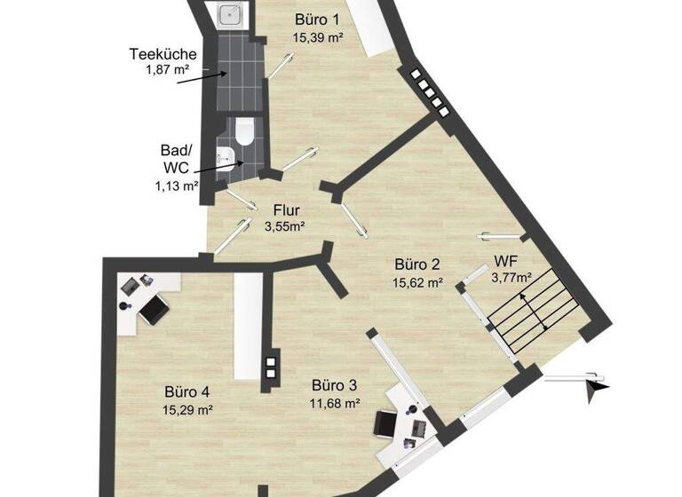 Bürofläche zur Miete 556 € 4 Zimmer 58 m² Bürofläche Brückfeld Magdeburg / Brückfeld 39114