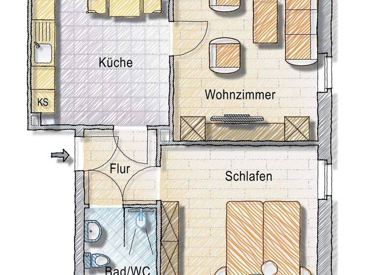 Wohnung zur Miete 370 € 2 Zimmer 65 m² 2. Geschoss frei ab sofort Oststraße 1 Flöha 09557
