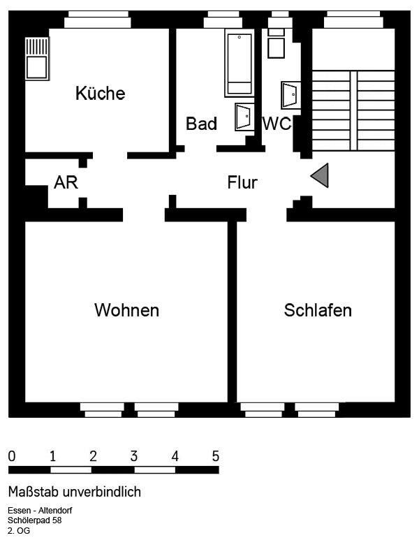 Wohnung zur Miete 529 € 2,5 Zimmer 66,4 m²<br/>Wohnfläche 2.<br/>Geschoss 18.12.2024<br/>Verfügbarkeit Schölerpad 58 Altendorf Essen 45143