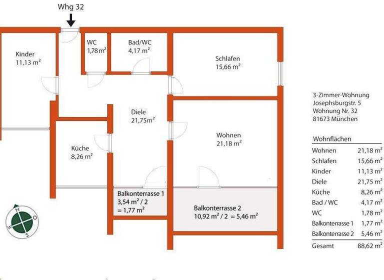 Wohnung zur Miete 1.700 € 3 Zimmer 88 m² 3. Geschoss frei ab sofort Berg am Laim München 81673