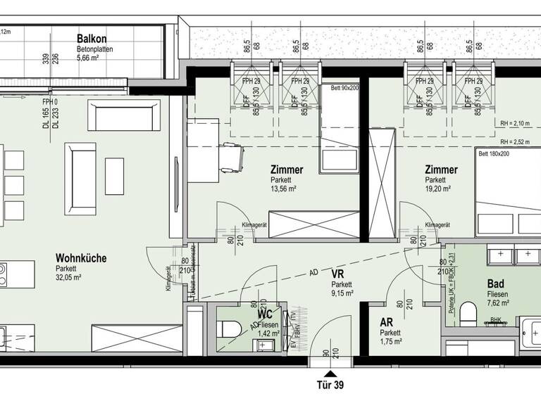 Wohnung zum Kauf - Erstbezug 645.000 € 3 Zimmer 84,8 m² 5. Geschoss Fahrbachgasse 6 Wien 1210