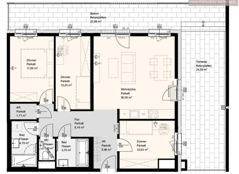 Wohnung zur Miete 1.096 € 4 Zimmer 81,2 m² 3. Geschoss frei ab sofort Stockerau 2000