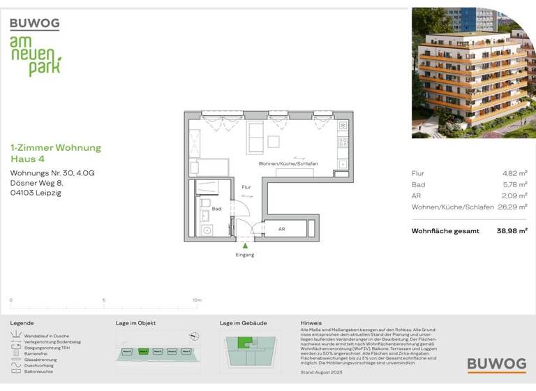 Wohnung zum Kauf 131.000 € 1 Zimmer 39 m²<br/>Wohnfläche 4.<br/>Geschoss Dösner Weg 8 Zentrum-Südost Leipzig 04103