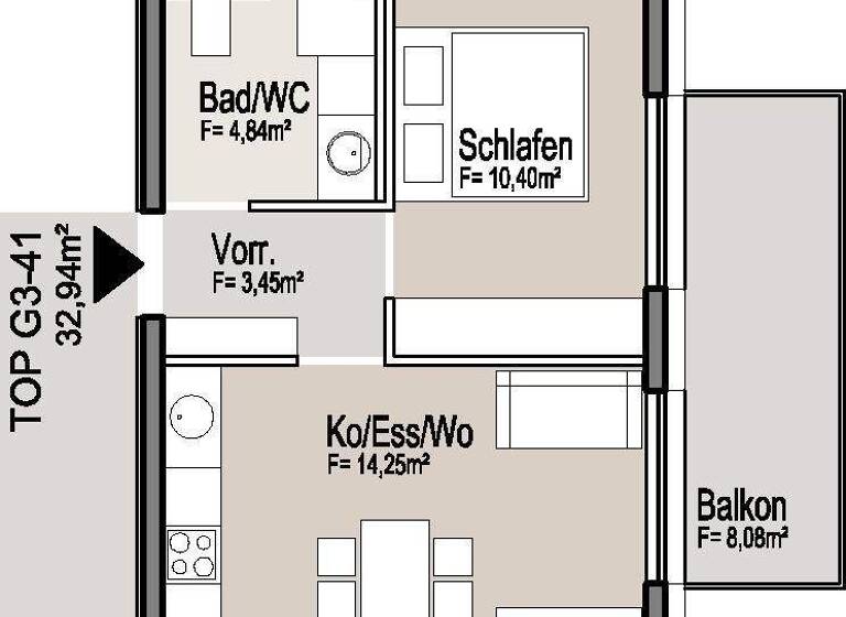Wohnung zur Miete 580 € 2 Zimmer 33,4 m² 3. Geschoss Riegelgasse 1 Waltendorf Graz 8010