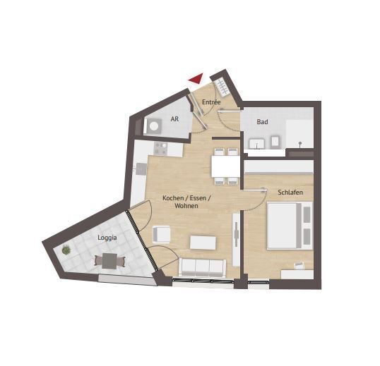 Wohnung zum Kauf provisionsfrei 382.800 € 2 Zimmer 55 m²<br/>Wohnfläche 1.<br/>Geschoss ab sofort<br/>Verfügbarkeit Brunecker Straße Rangierbahnhof Nürnberg 90461