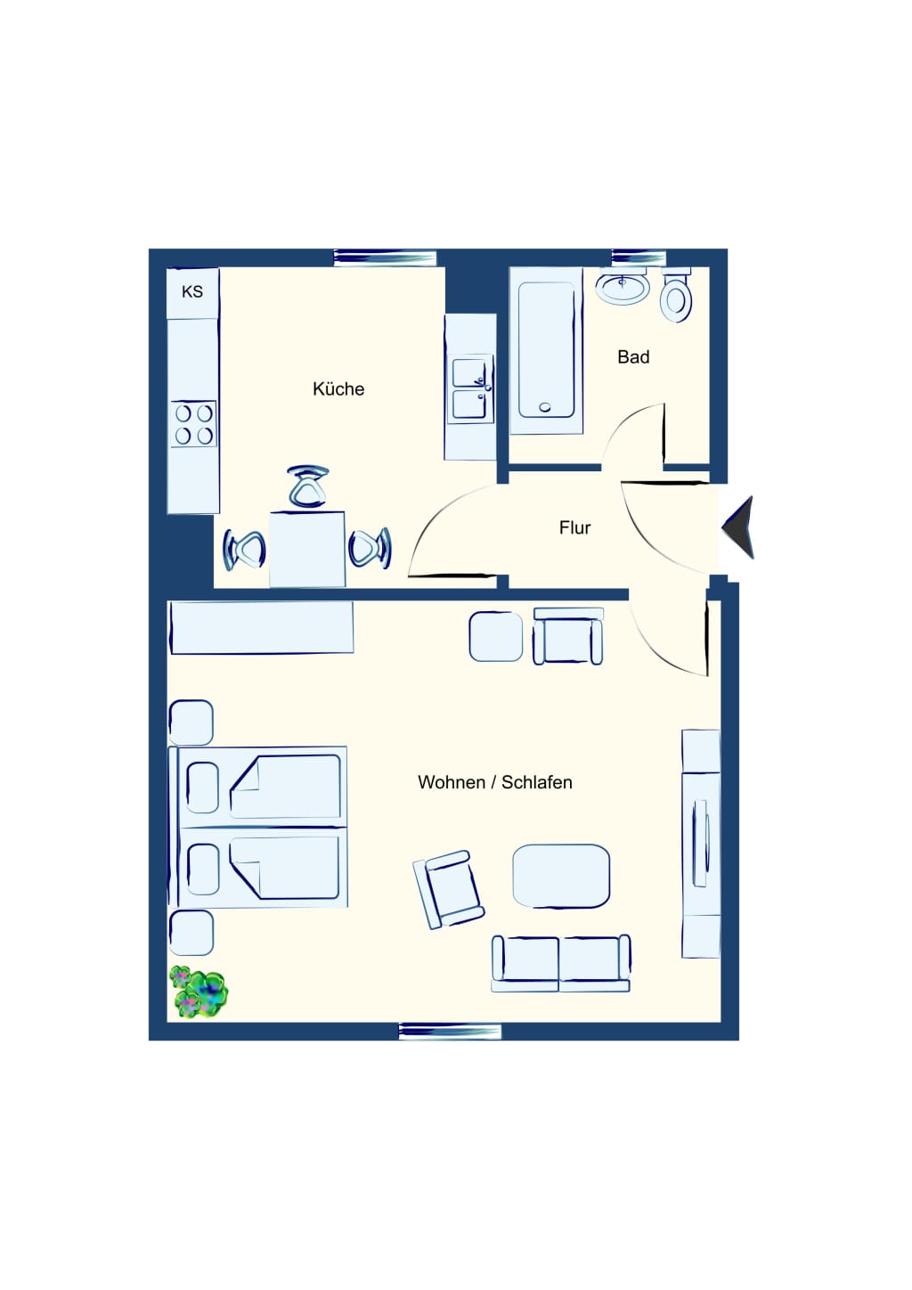 Wohnung zur Miete Wohnen auf Zeit 1.300 € 2 Zimmer 45 m²<br/>Wohnfläche 02.06.2025<br/>Verfügbarkeit Heidestraße Nordend - Ost Frankfurt am Main 60316