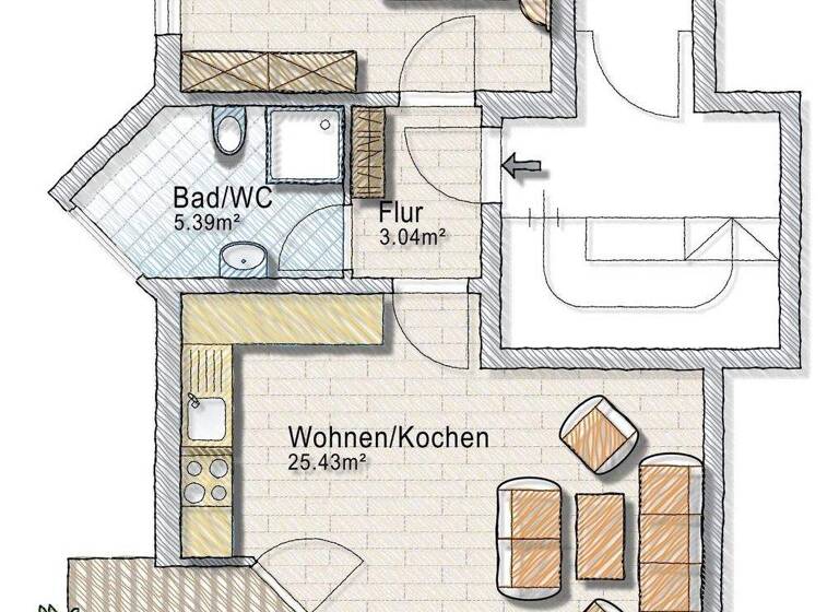 Wohnung zum Kauf 55.000 € 2 Zimmer 50,6 m² Akazienweg 7 Niederlungwitz Glauchau 08371