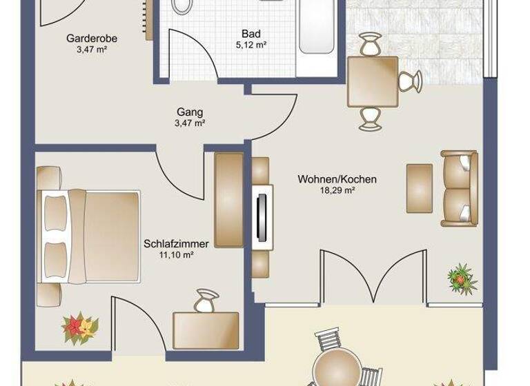 Wohnung zur Miete 684 € 2 Zimmer 41,5 m² Bitzeweg 20 Hard 6971