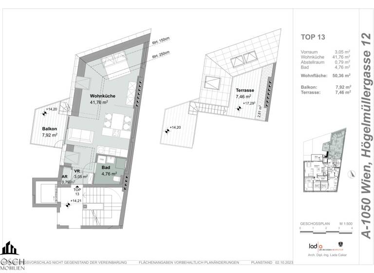 Wohnung zum Kauf - Erstbezug 438.000 € 2 Zimmer 50,4 m² 4. Geschoss Wien 1050
