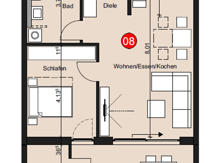 Wohnung zur Miete - Erstbezug 905 € 2 Zimmer 65 m² 2. Geschoss frei ab 01.05.2026 Josef-Kuhn-Str. 2 Denzingen Günzburg 89312
