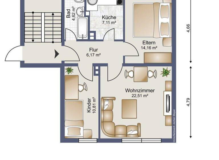 Wohnung zum Kauf 158.000 € 3 Zimmer 65,4 m² 2. Geschoss Trier-Süd Trier 54290