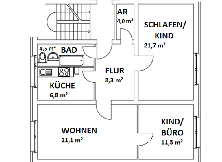 Wohnung zur Miete 344 € 3 Zimmer 73,9 m² 2. Geschoss Macherstraße 116 Kamenz 01917