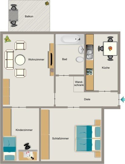 Wohnung zur Miete 354 € 3,5 Zimmer 57 m²<br/>Wohnfläche EG<br/>Geschoss 01.02.2025<br/>Verfügbarkeit Schalke Gelsenkirchen 45881