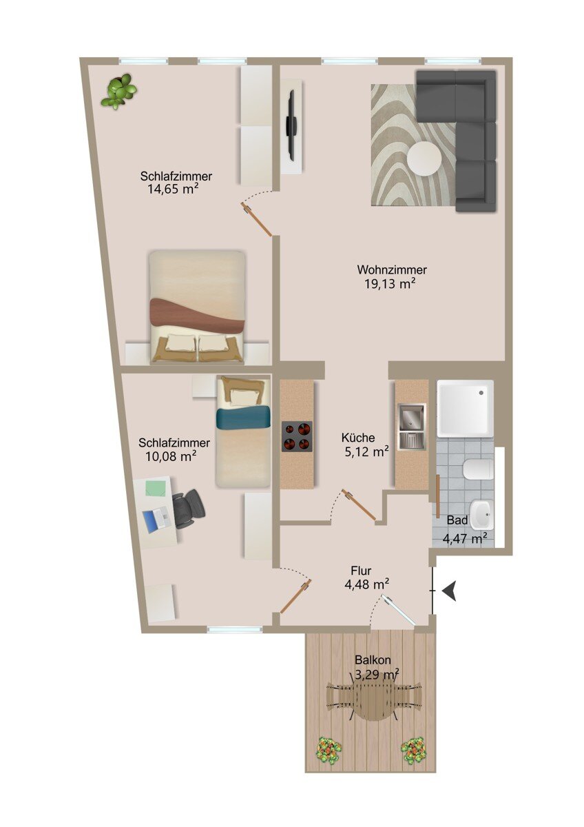 Wohnung zur Miete 465 € 3 Zimmer 58,3 m²<br/>Wohnfläche 3.<br/>Geschoss 01.02.2025<br/>Verfügbarkeit Ratswall 4 Bitterfeld Bitterfeld-Wolfen/ Bitterfeld 06749