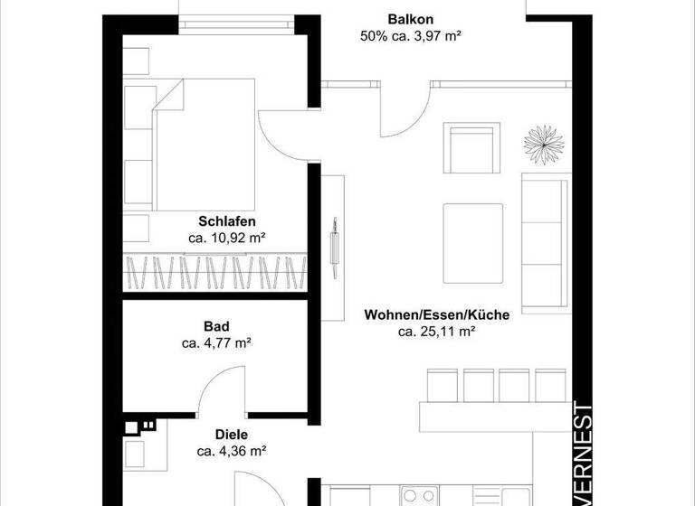 Wohnung zum Kauf 170.000 € 2 Zimmer 49 m² 1. Geschoss Bürrig Leverkusen 51371