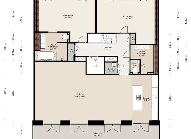 Penthouse zum Kauf 2.350.000 € 3 Zimmer 148 m² 5. Geschoss hemonylaan 23 F amsterdam 1074 BJ