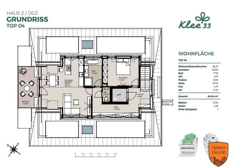 Penthouse zum Kauf - Erstbezug 769.200 € 2 Zimmer 84,8 m² 3. Geschoss Knabenseminarstraße 31 und 33 Urfahr Linz 4040
