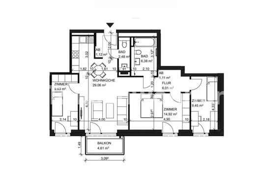 Wohnung zur Miete Tauschwohnung 1.149 € 4 Zimmer 83 m² 4. Geschoss Wedding Mitte 13349