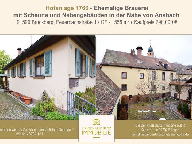 Haus zum Kauf 290.000 € 15 Zimmer 1.099 m² 1.558 m² Grundstück Feuerbachstraße 1 Bruckberg Bruckberg 91590
