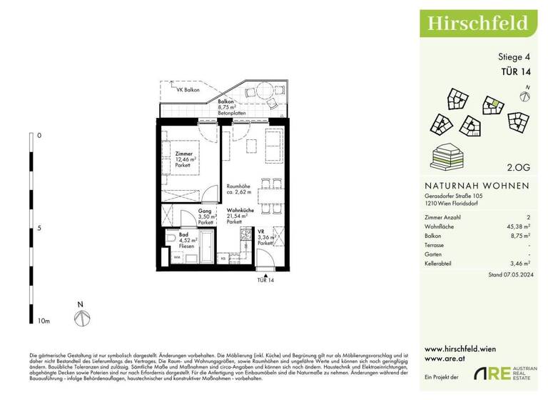 Wohnung zum Kauf - Erstbezug provisionsfrei 274.500 € 2 Zimmer 45,4 m² 2. Geschoss Wien 1210
