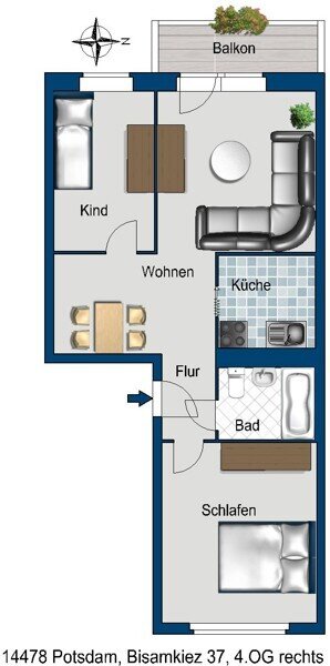 Wohnung zur Miete 443 € 3 Zimmer 54,8 m²<br/>Wohnfläche 4.<br/>Geschoss 01.02.2025<br/>Verfügbarkeit Bisamkiez 37 Schlaatz Potsdam 14478