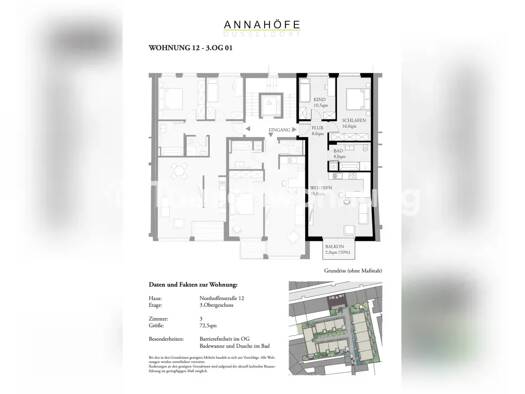 Wohnung zur Miete Tauschwohnung 870 € 3 Zimmer 73 m² 3. Geschoss Itter Stadtbezirk 9 40589