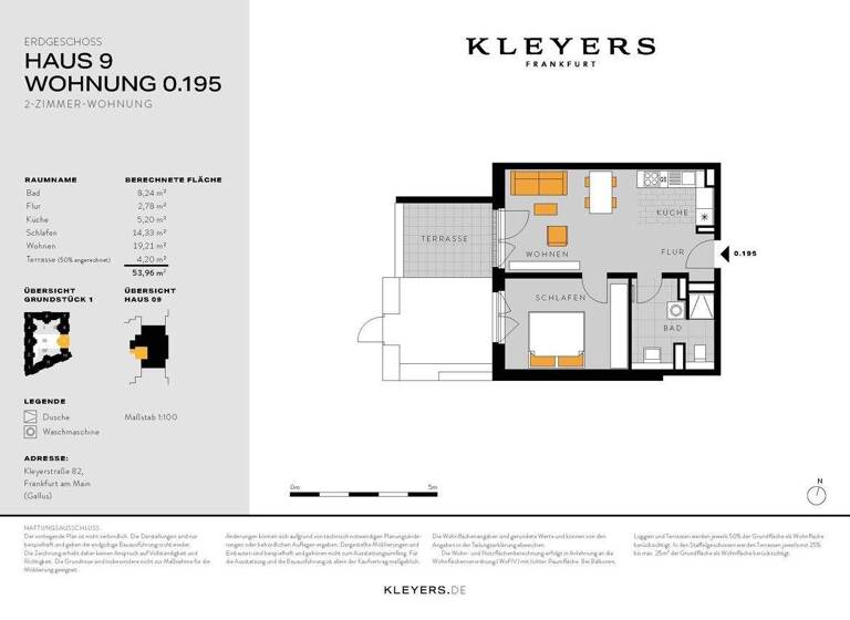 Wohnung zum Kauf - Erstbezug 429.900 € 2 Zimmer 54 m² EG Gallus Frankfurt am Main 60326