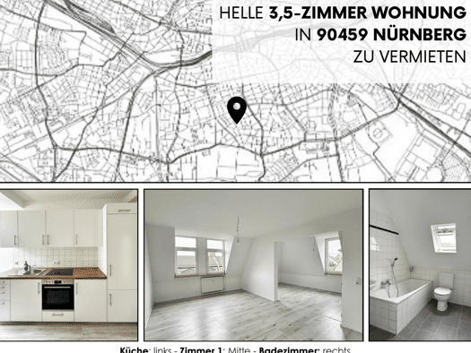 Wohnung zur Miete 1.175 € 3,5 Zimmer 81 m² Geschoss 4/4 frei ab 01.12.2026 Gibitzenhof Nürnberg 90459