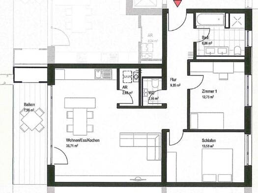 Wohnung zur Miete 1.150 € 3 Zimmer 90 m² 1. Geschoss frei ab sofort Südoststadt Offenburg 77654