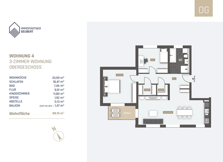 Wohnung zum Kauf provisionsfrei 441.500 € 3 Zimmer 88,2 m² Deggendorf 94469