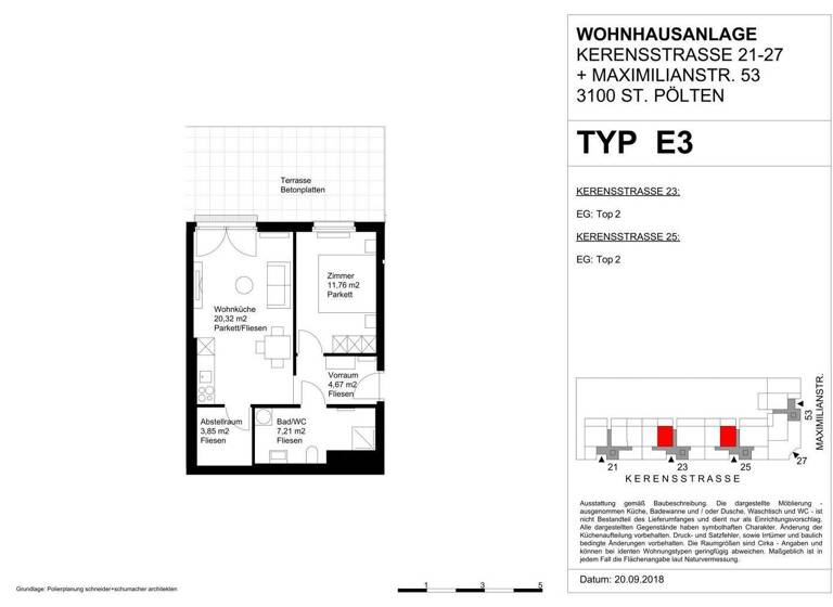 Wohnung zur Miete 506 € 2 Zimmer 54,9 m² EG Teufelhof St. Pölten 3100