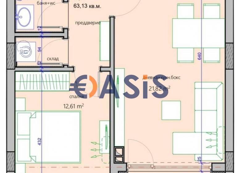 Studio zum Kauf provisionsfrei 60.000 € 2 Zimmer 63 m² 2. Geschoss Bourgas