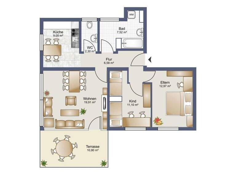 Terrassenwohnung zur Miete 941 € 3 Zimmer 69,4 m² Fischerbühel 17a Lustenau 6890