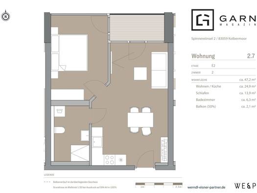 Wohnung zur Miete - Erstbezug 920 € 2 Zimmer 47 m² 2. Geschoss frei ab 01.11.2026 Kolbermoor 83059