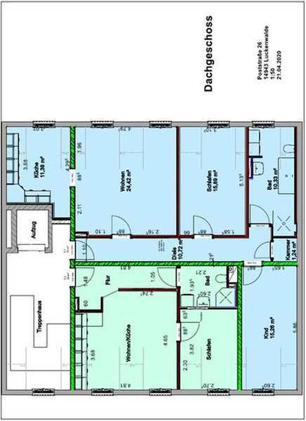 Wohnung zur Miete 700 € 3 Zimmer 88 m²<br/>Wohnfläche ab sofort<br/>Verfügbarkeit Poststraße Luckenwalde Luckenwalde 14943