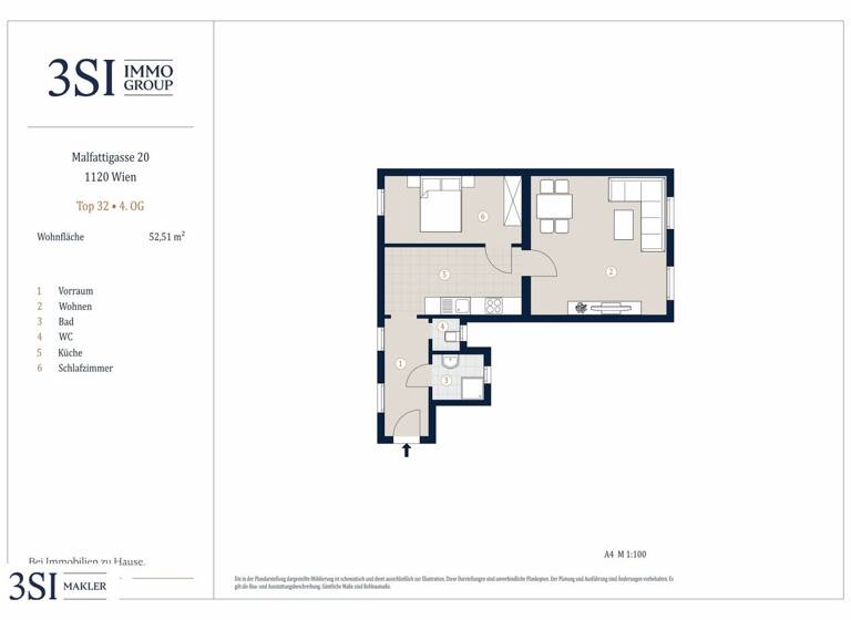 Wohnung zum Kauf 249.000 € 2 Zimmer 52,5 m² 4. Geschoss Malfattigasse 20 Wien 1120