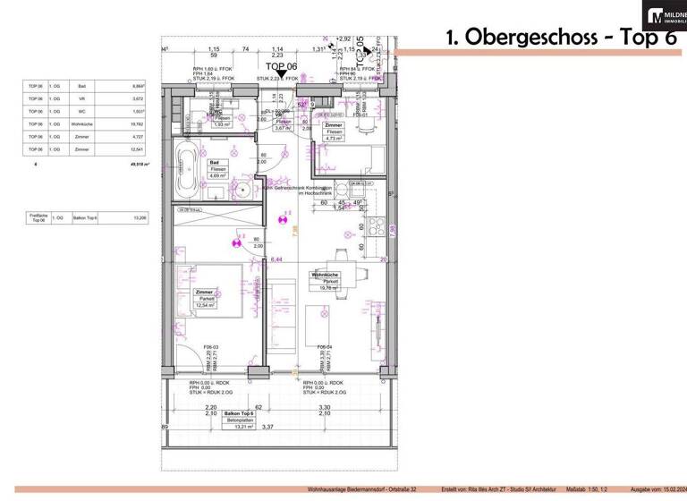 Terrassenwohnung zum Kauf - Erstbezug 325.000 € 3 Zimmer 49,5 m² 1. Geschoss Biedermannsdorf 2362