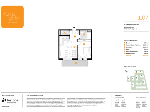 Wohnung zur Miete 1.035 € 2 Zimmer 64,5 m² frei ab 01.01.2026 Erich-Ollenhauer-Straße 37a Boxdorf Nürnberg 90427