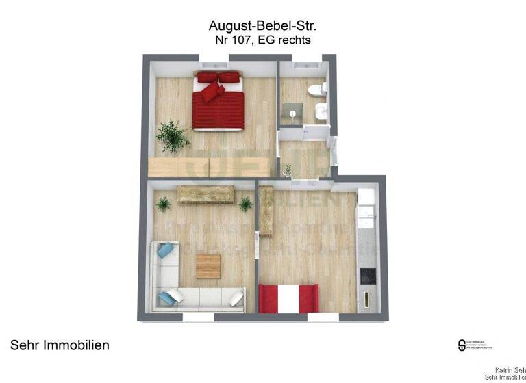 Wohnung zur Miete 306 € 2 Zimmer 51 m² EG August-Bebel-Straße 107 Gersdorf 09355