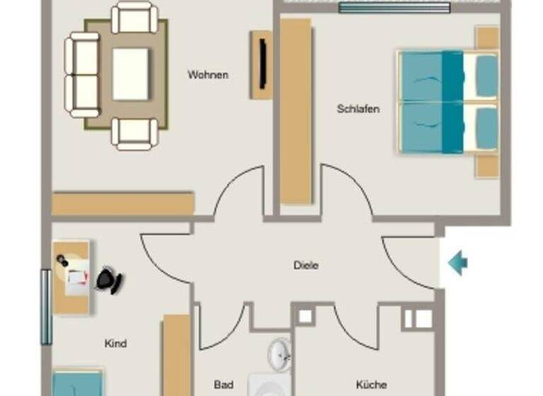Wohnung zur Miete nur mit Wohnberechtigungsschein 561 € 2,5 Zimmer 68 m² 1. Geschoss Goldaper Weg 1 Rheinkamp Mitte Moers 47445
