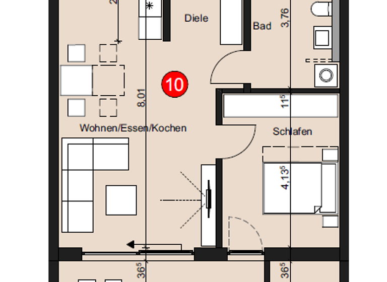 Wohnung zur Miete - Erstbezug 905 € 2 Zimmer 65 m² 2. Geschoss frei ab 01.05.2026 Josef-Kuhn-Str. 2 Denzingen Günzburg 89312