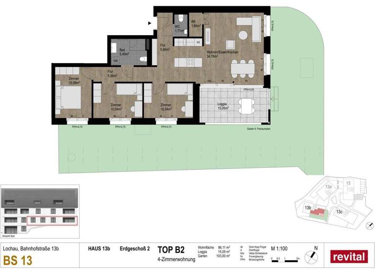 Wohnung zum Kauf - Erstbezug 677.000 € 4 Zimmer 86 m² EG Bahnhofstraße 13b Lochau 6911