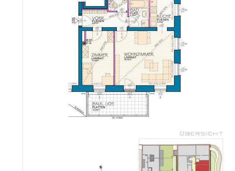 Wohnung zur Miete 729 € 2 Zimmer 56,8 m² 1. Geschoss frei ab 01.06.2026 Brunn am Gebirge 2345