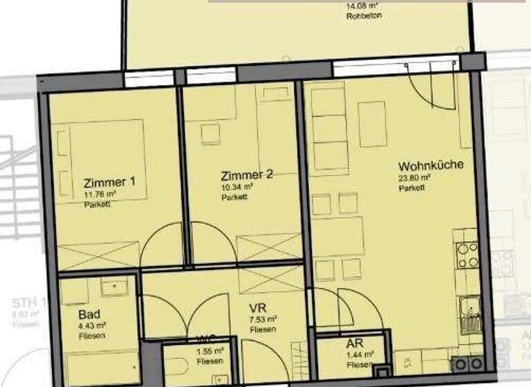 Wohnung zur Miete 720 € 3 Zimmer 61 m² 3. Geschoss frei ab 01.05.2026 Wiener Neustadt 2700