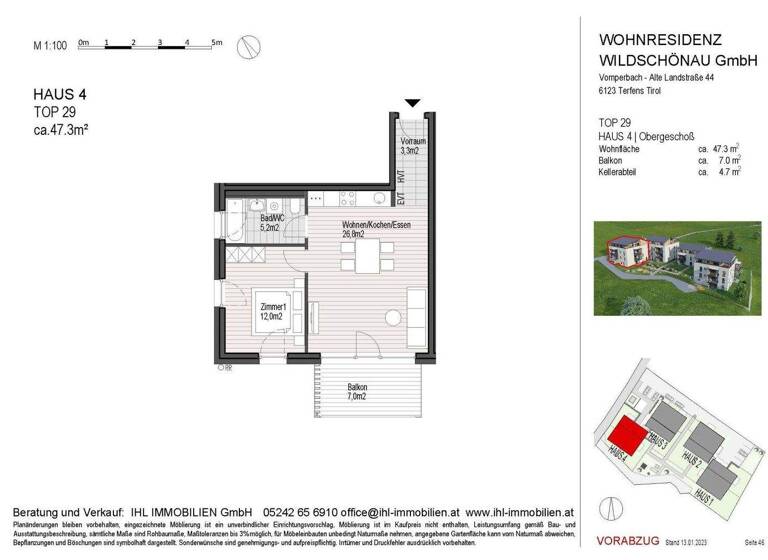 Wohnung zum Kauf - Erstbezug 2 Zimmer 47,3 m² 2. Geschoss Lenzen 239 Oberau 6311