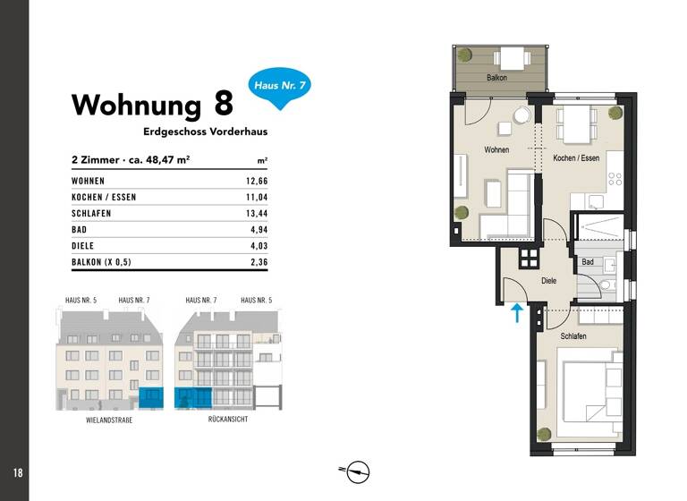 Wohnung zum Kauf provisionsfrei 349.000 € 2 Zimmer 48,5 m² EG frei ab sofort Wielandstraße 5-7 Bayenthal Köln 50968
