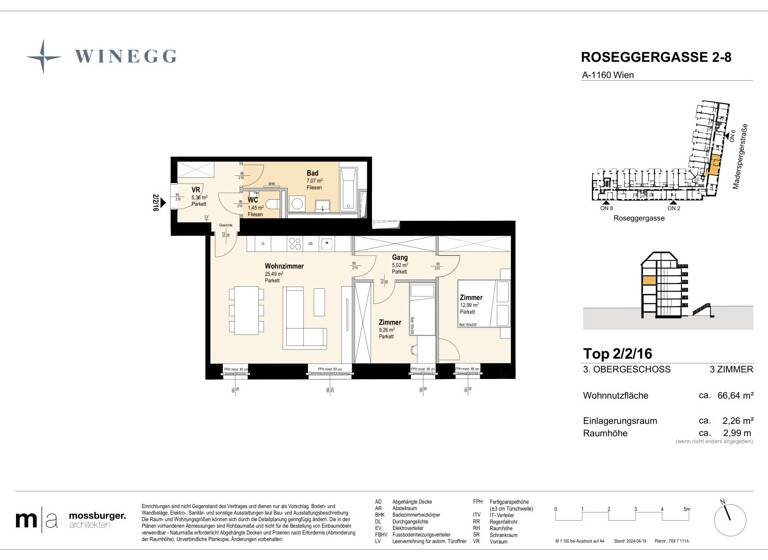 Wohnung zum Kauf - Erstbezug 399.200 € 3 Zimmer 66,6 m² 3. Geschoss Roseggergasse 2-8 Wien 1160