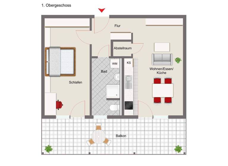 Wohnung zur Miete 850 € 2 Zimmer 63 m² 1. Geschoss frei ab 01.05.2026 Eichstätt 85072